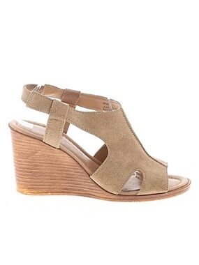 Suede Neutral Wedge Sandal with Ankle Strap